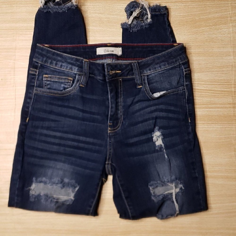 Cello Jeans Womens Distressed Skinny Jeans 7